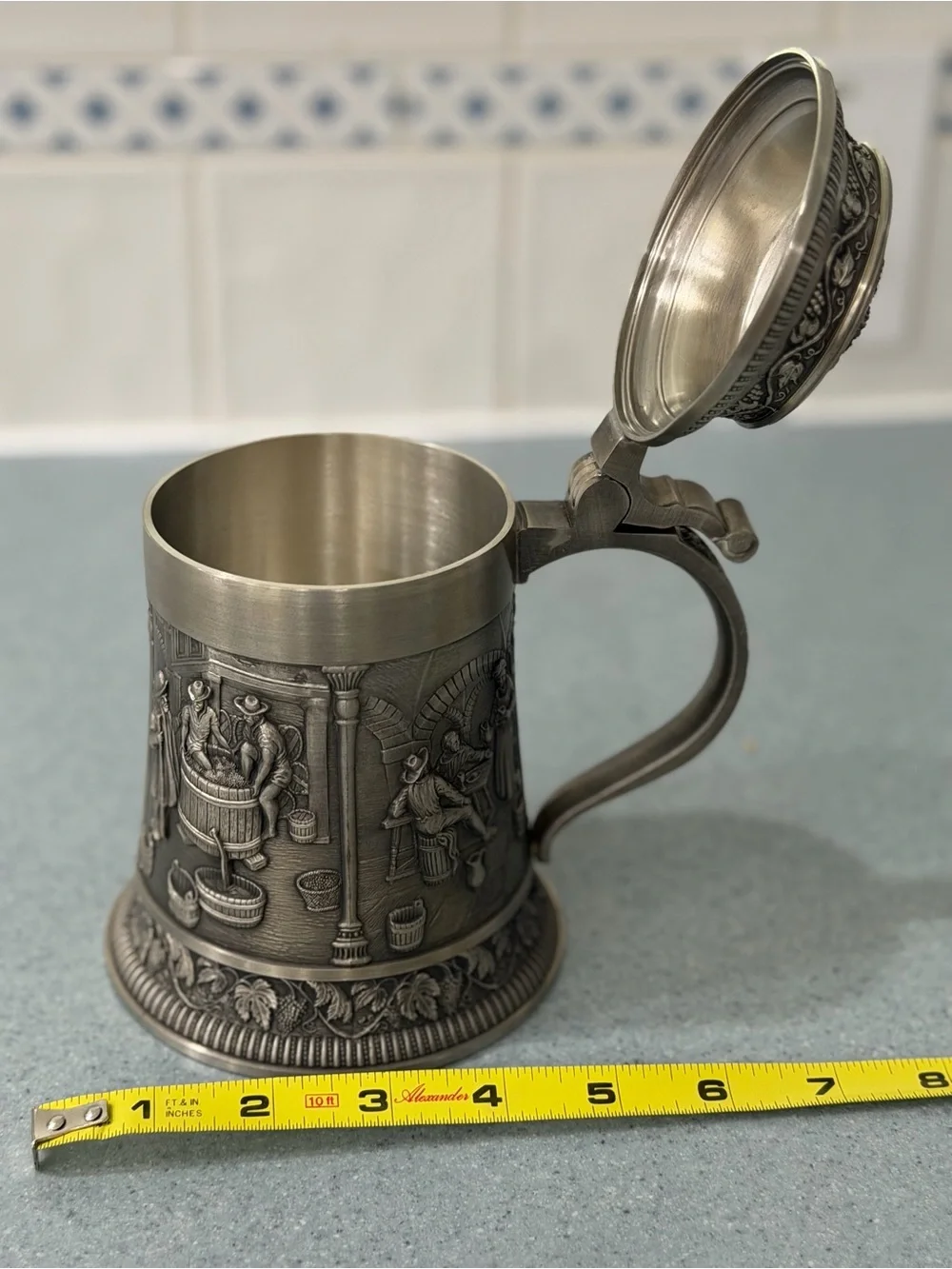 1970s Pewter Beer Stein from Germany ~ Authentic Vintage Lidded Drinking Mug